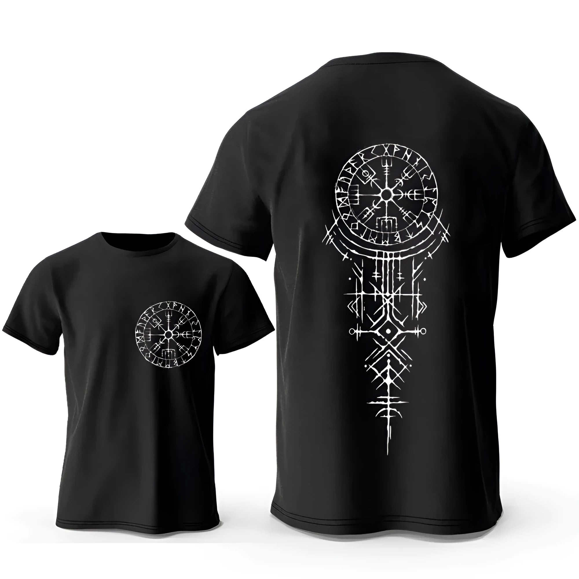Men's Viking rune compass graphic t-shirt in pure cotton fabric