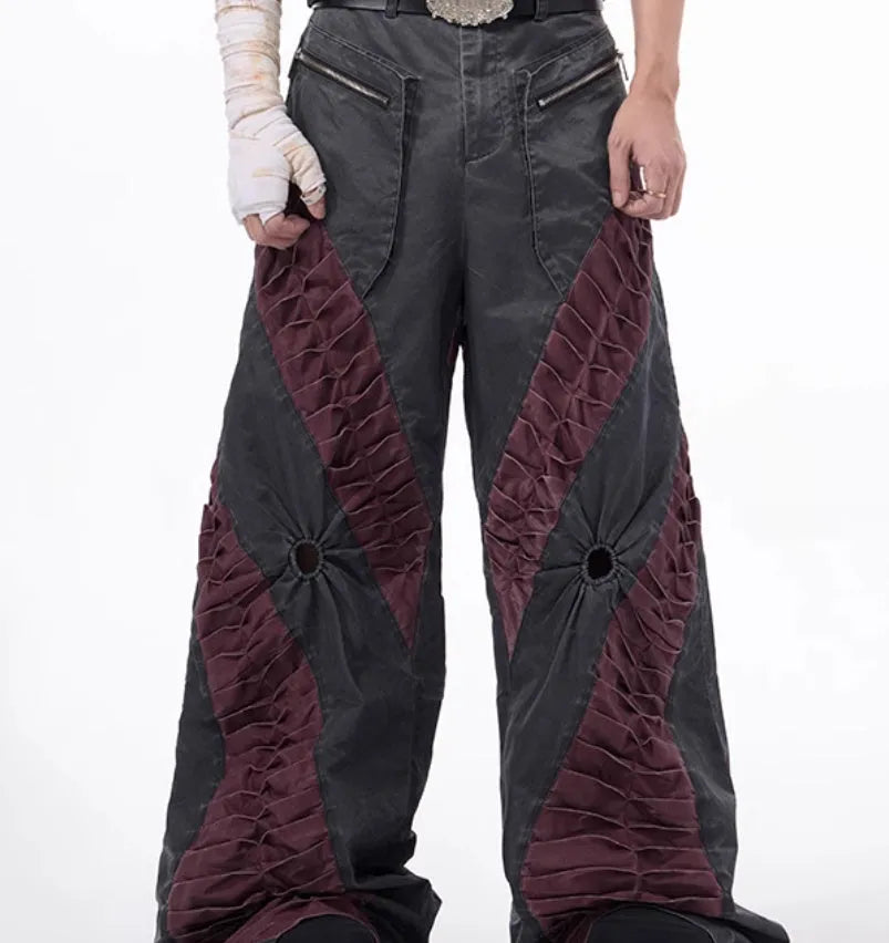 Grey straight leg casual rayon sports trousers laid flat.