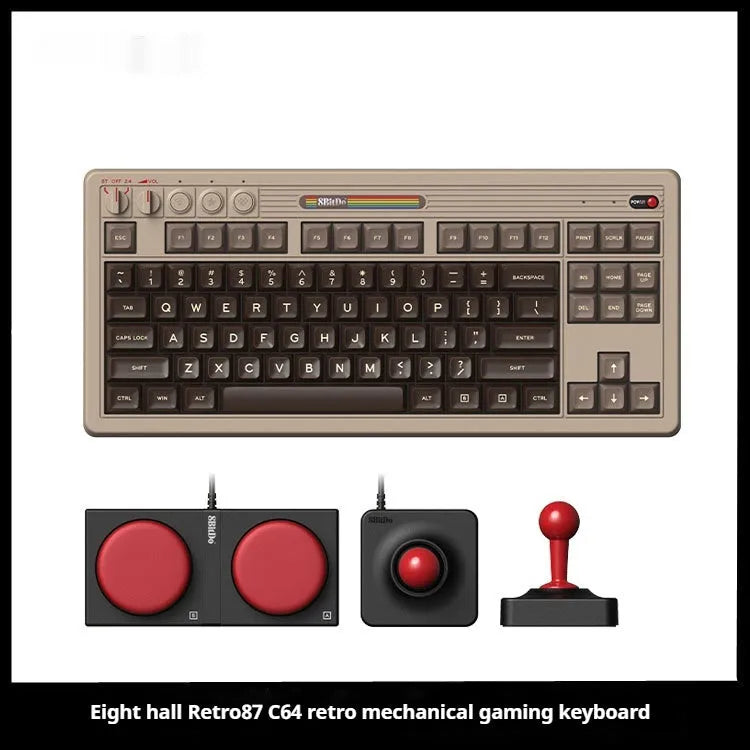 Retro87 C64 wireless Bluetooth mechanical gaming keyboard with rocker on grey ABS case
