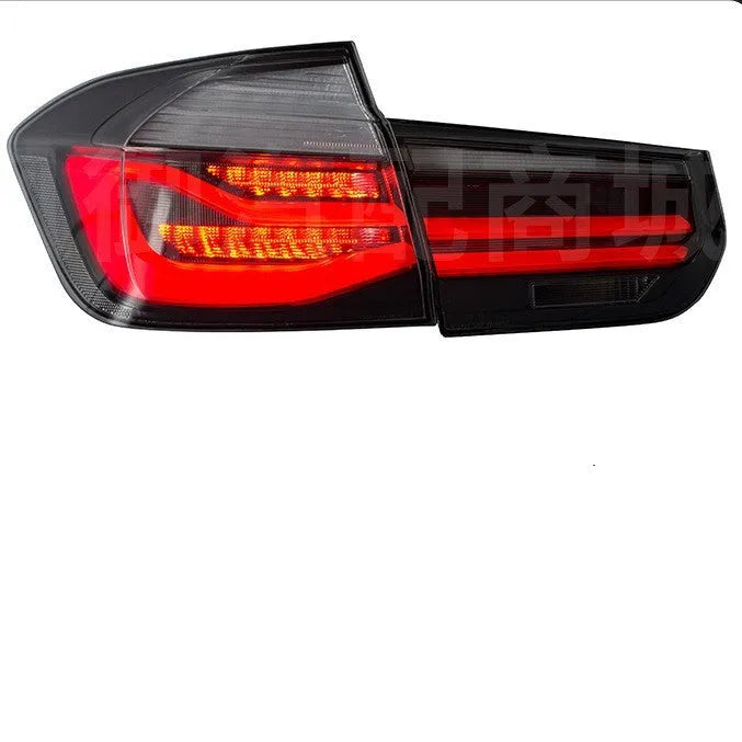 BMW 3 Series modified tail light assembly with streamer LED indicators in red or smoked black finish
