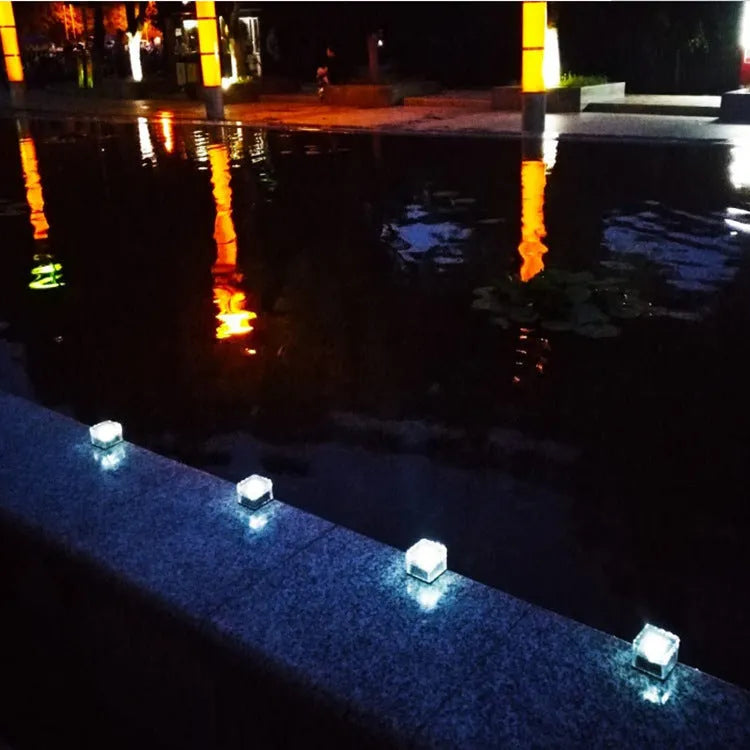 Solar LED floor tile light with acrylic top and polycrystalline panel for outdoor courtyard path lighting in two sizes
