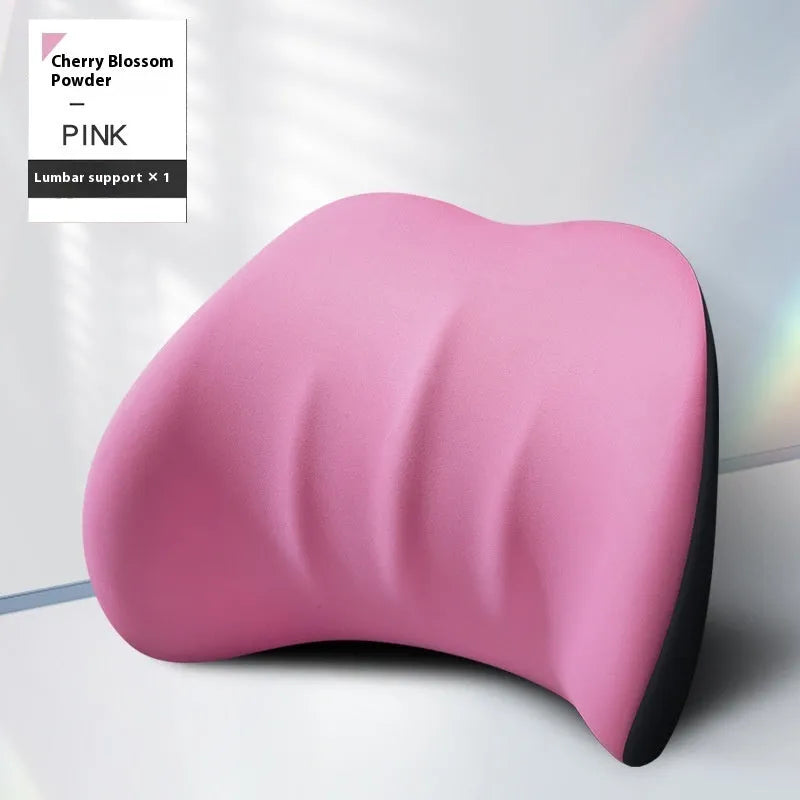 Memory foam car waist cushion in vitality red with elastic fabric cover for lumbar support