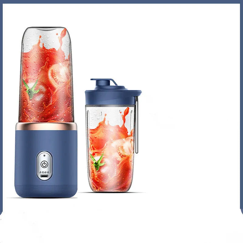 Tunisian dark blue portable blender juicer with six blades and USB charging cable