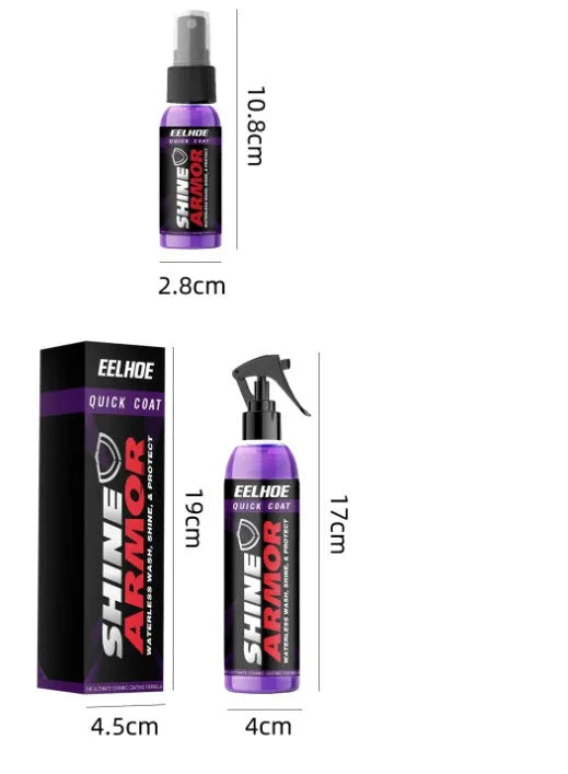 Purple liquid nano coating spray bottle for car paint protection.