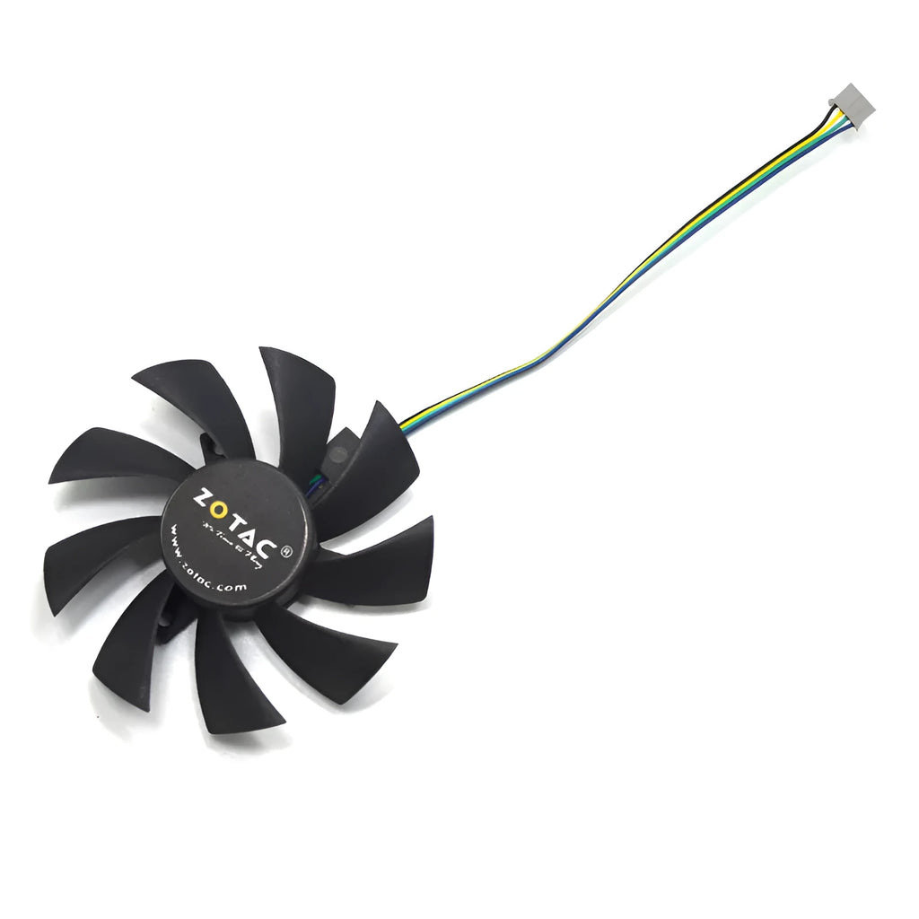Black 85mm square graphics card cooling fan with a 4-pin connector.