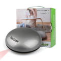 Compact silver automatic vacuum cleaner robot on a wooden floor