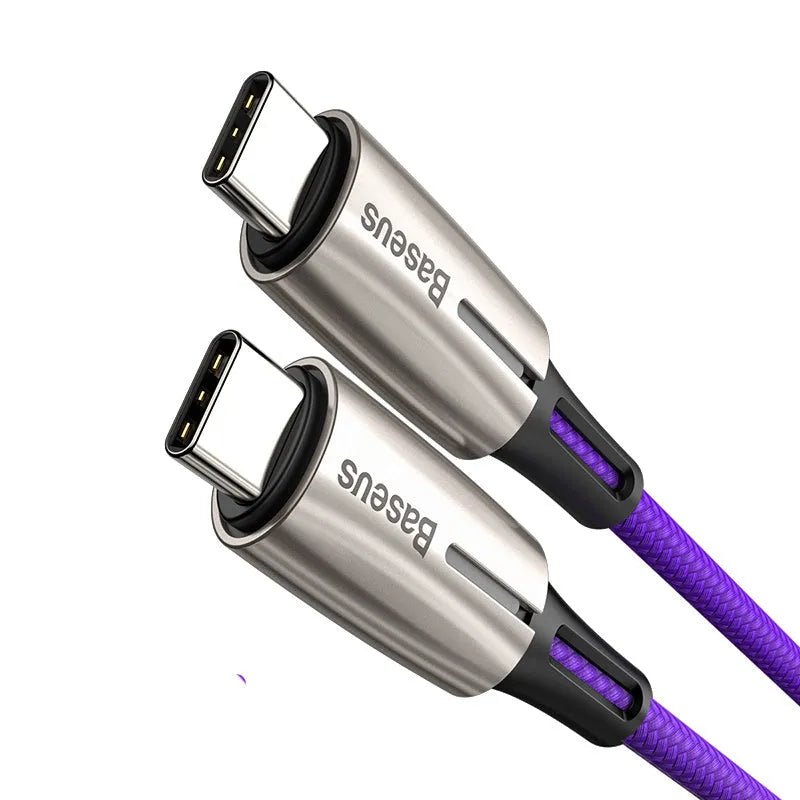 Purple and Red Dual Type-C USB-C to USB-C 1m cable with 60W fast charging