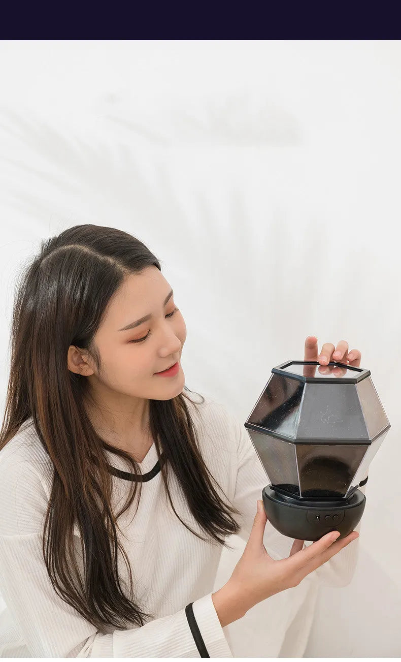 Children's rotating star night light projecting 3 colour changing dreamlike starlight.