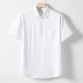 Men's loose fit linen blend t-shirt with lapel collar in optic linen colour.