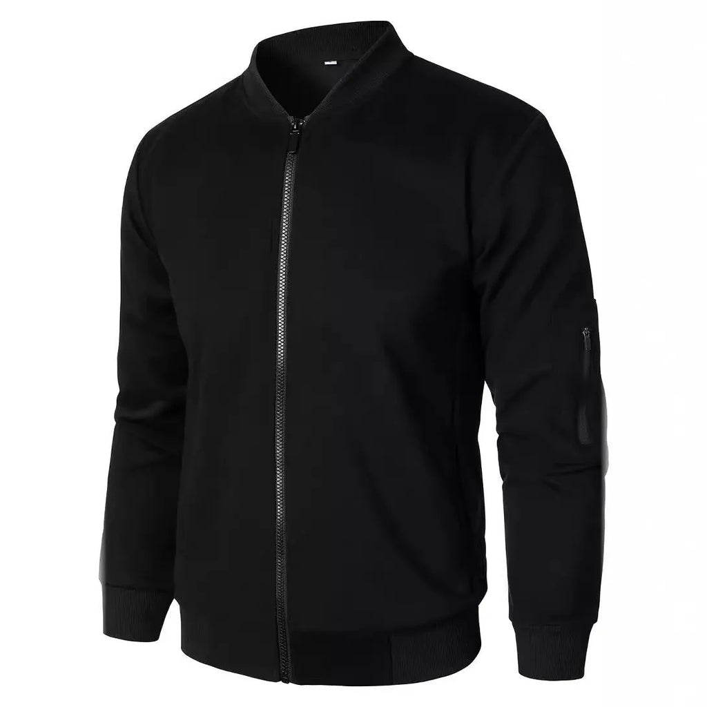 Men's loose fit knitted jacket in cotton with long sleeves and edging detail