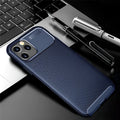 A simple black silicone protective case fitted on an iPhone, showing precise cutouts for the camera and ports.