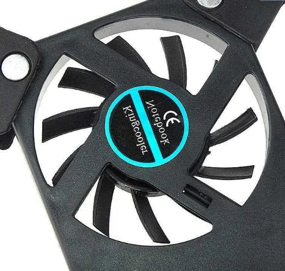 Rotatable USB cooling fan pad with 2 fans for laptop, foldable alloy design, anti-slip rubber gasket