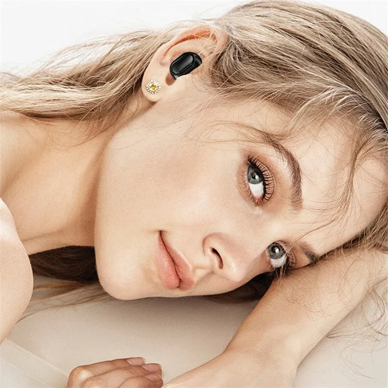 Black TWS XT01 digital display Bluetooth earphones with charging case showing battery level.