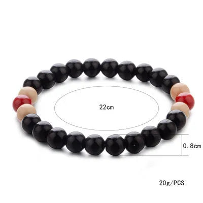 Natural lava stone beaded bracelet for essential oil diffusion with ethnic styling