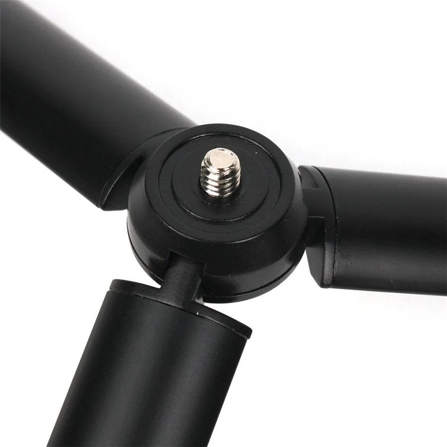 Black aluminium mobile phone tripod stabiliser compatible with Apple iPhones