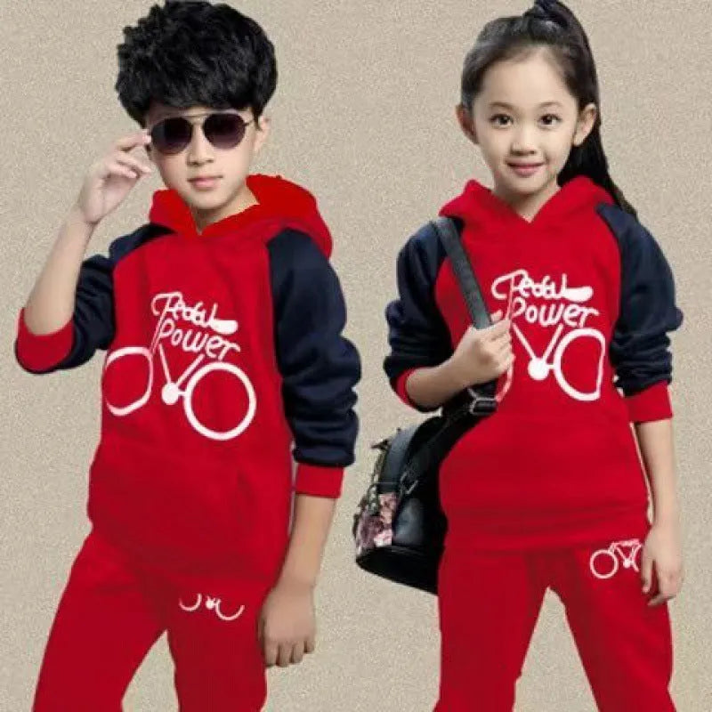 Older child wearing a black Korean-style long sleeve sweater sports suit set.