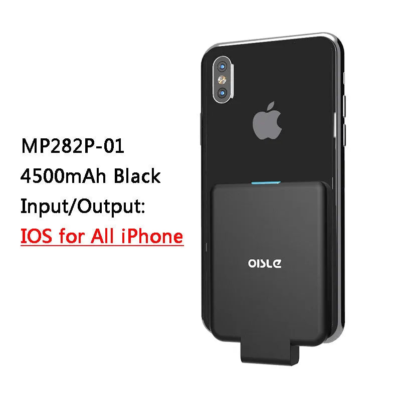 MP282P back clip battery power bank in multiple colours next to a smartphone.