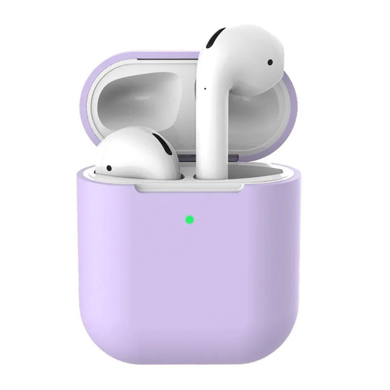 Silicone clamshell protective case for Apple AirPods 2 in multiple colour options.