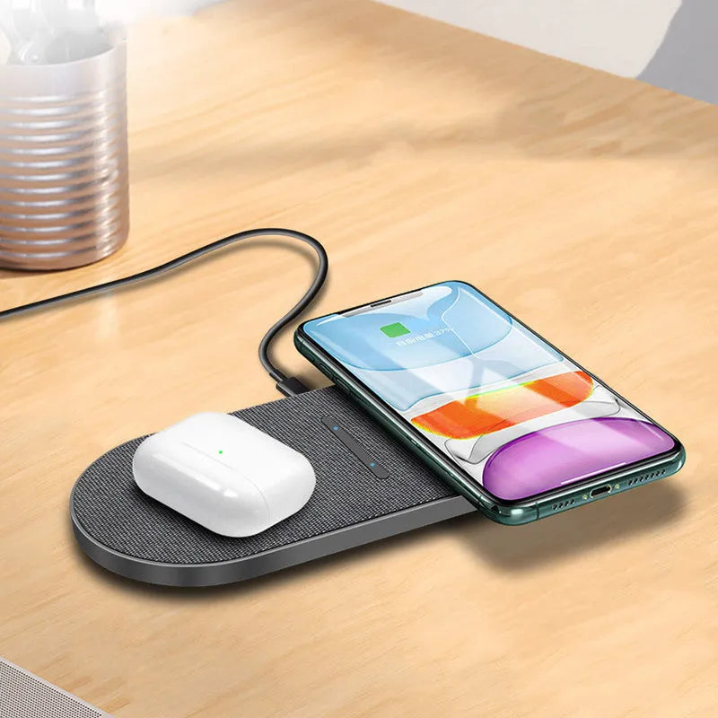 Pair of black wireless charging pads with USB Type-C input for 10W quick charging