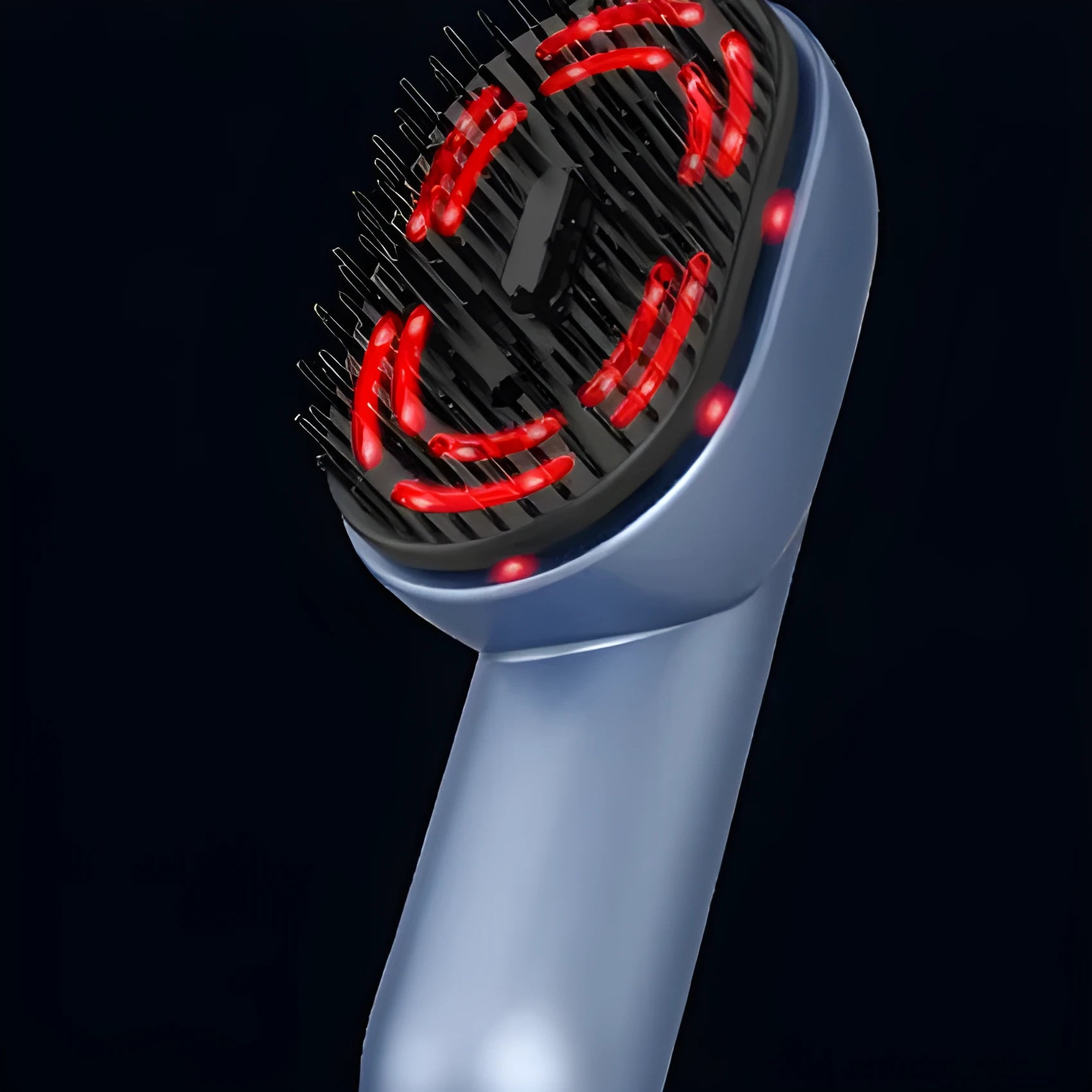 Atomized massage comb with Type-C charging port and three-speed vibration settings for scalp massage.
