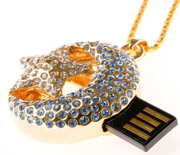 Jewelry Xingyue silver metal USB flash drive with USB connector exposed.