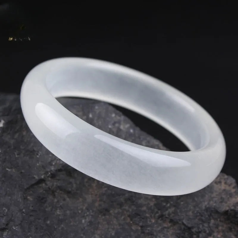 Gao Bing genuine jade bracelet showing flat rod and round rod styles in modern simplicity design on a neutral background.