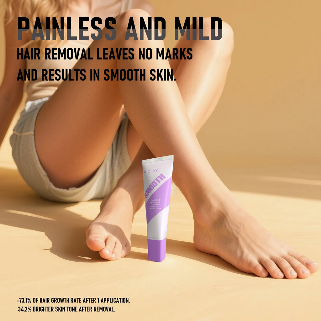 PHOFAY hair removal cream kit with two tubes and plastic scraper tool for pain-free depilatory treatment
