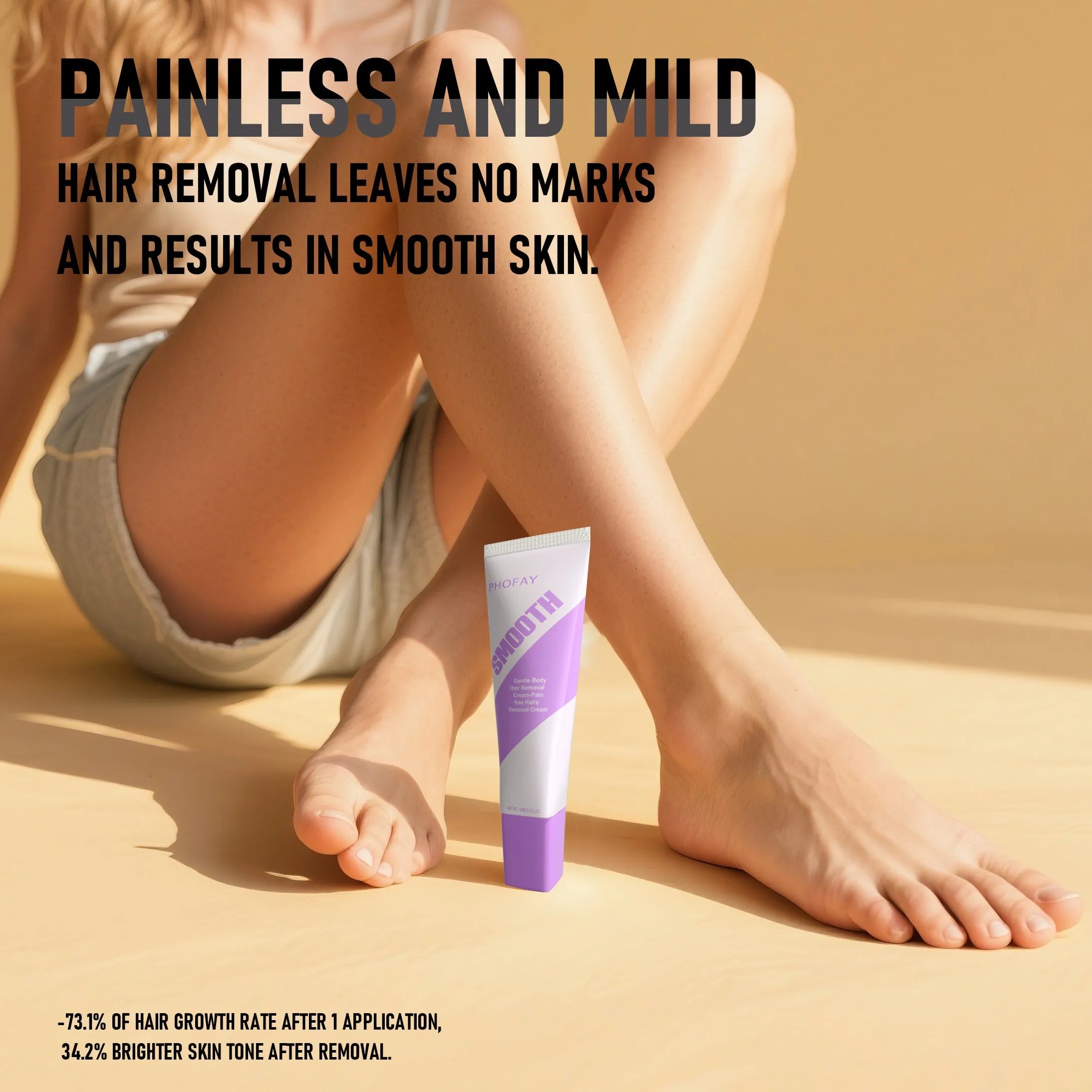 PHOFAY hair removal cream kit with two tubes and plastic scraper tool for pain-free depilatory treatment