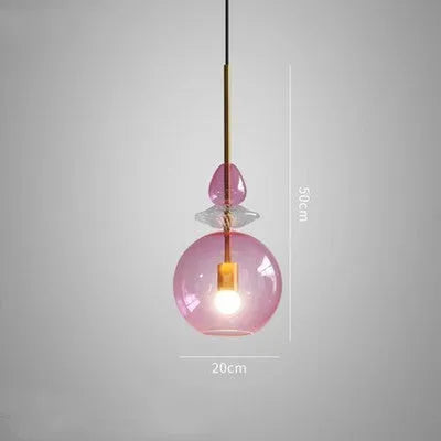 Glass bar counter chandelier with adjustable cord and LED lights