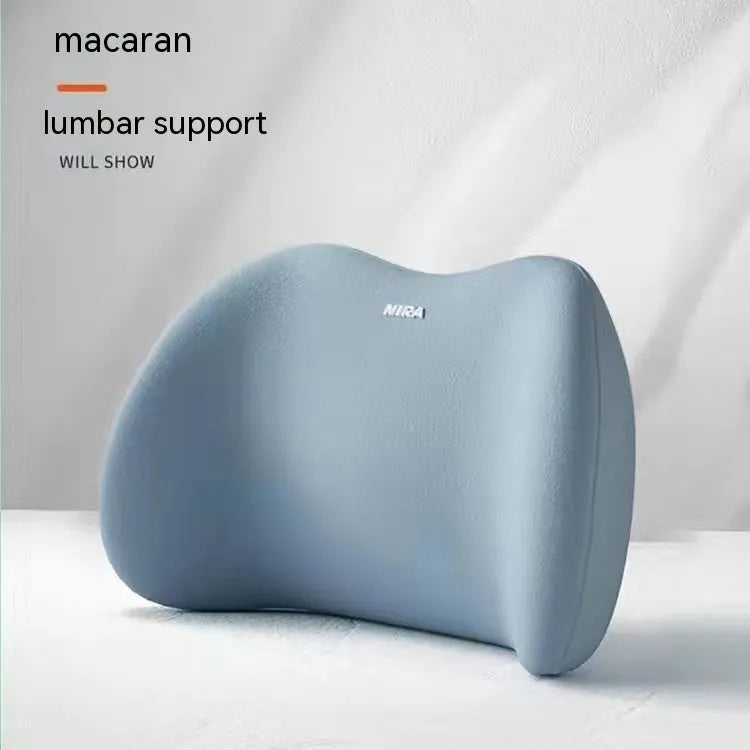 Black memory foam car headrest and lumbar support pillow set with milk silk cover.