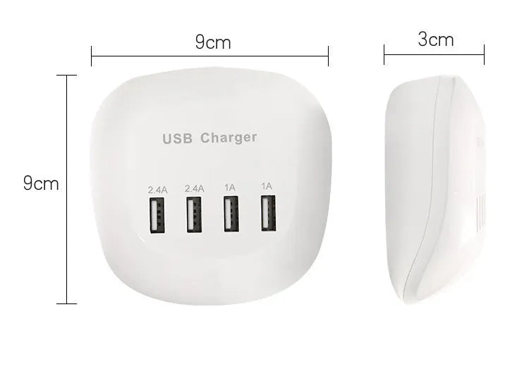USB wall charger with EU and US plug style options for 220V mains sockets