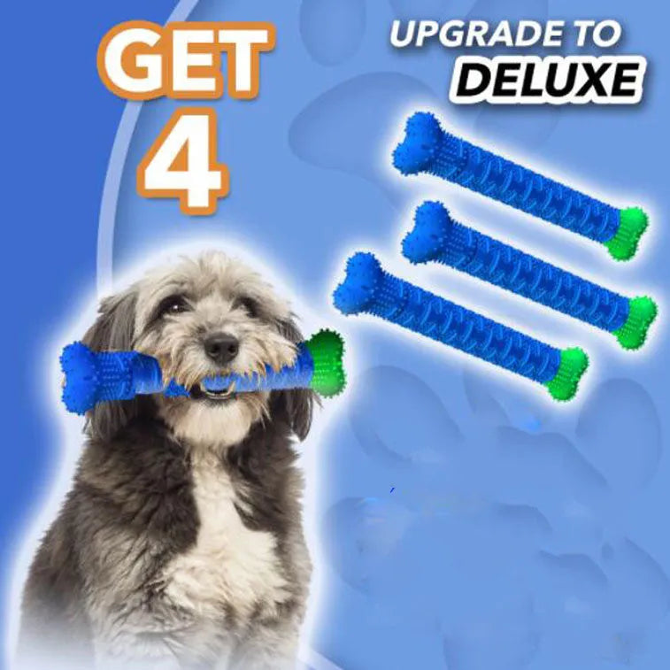 Blue silicone dog tooth brush for canine teeth cleaning, measuring 25 by 5 by 4 centimetres