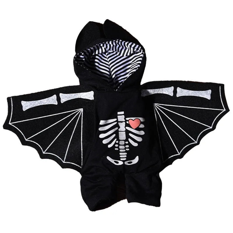 Halloween dog costume with bat wings, devil, pumpkin and scissor hand design options