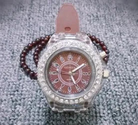 Women's LED luminous watch with alloy case and silicone strap in multiple colour options