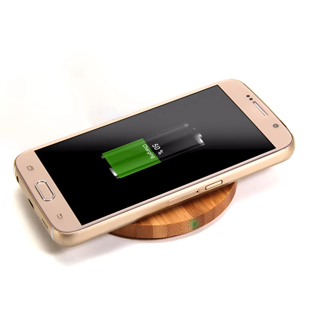 Natural heart shape bamboo wireless charger pad with USB cable, Love style