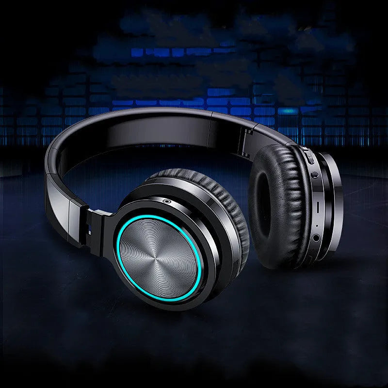 Wireless folding headset with Bluetooth 5.0 showing black, black and red, and white and grey colour variants