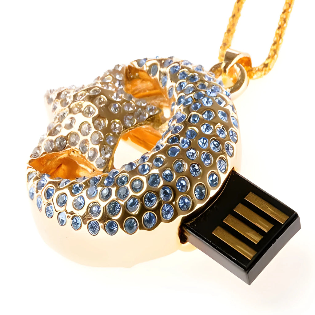 Jewelry Xingyue silver metal USB flash drive with USB connector exposed.