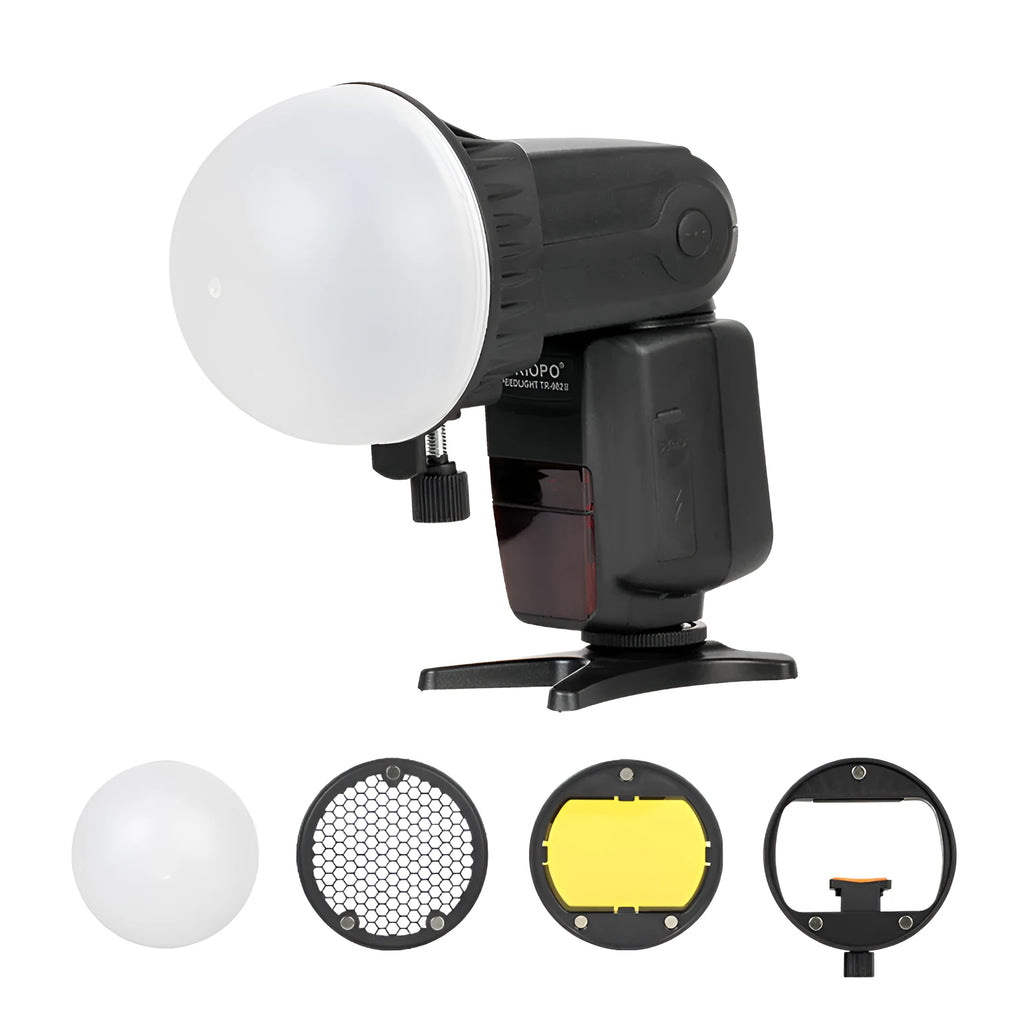 Black multicolor film universal hot shoe lamp with metal and PC construction for camera mounting