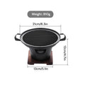 Mini BBQ grill alcohol stove double heads black 18x18x2cm on table with anti-stick plate