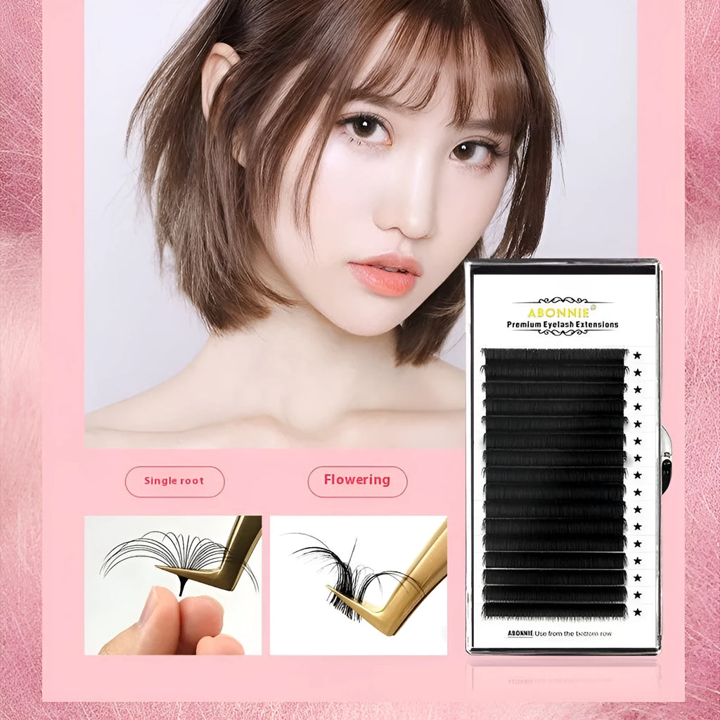 Pack of dense 16-row false eyelashes made from mink hair in various lengths from 8mm to 18mm.