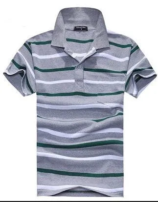 Men's striped short sleeve T-shirt with real pocket, loose fit, available in multiple sizes and style options