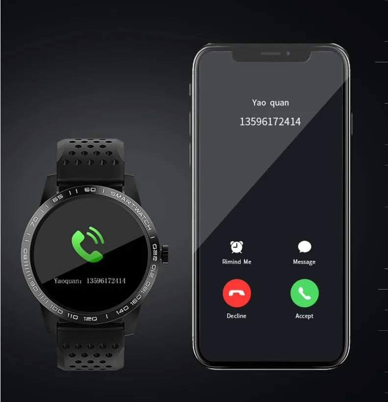 Black smart bracelet with 1.3-inch colour screen showing heart rate and fitness data on wrist.