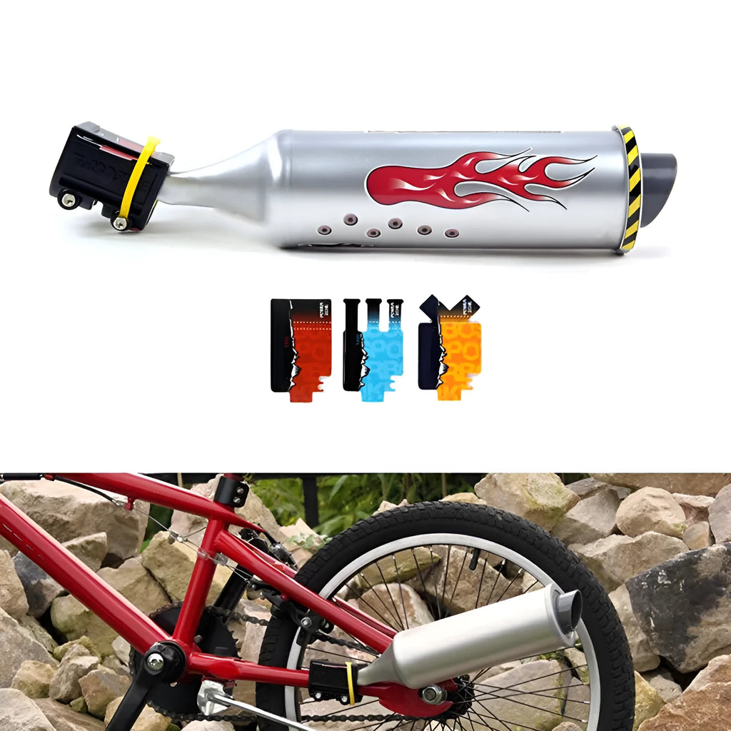 Plastic bicycle turbo spoke pipe with six motorcycle sound voice cards, 35 by 7.5 centimetres, decorative use only