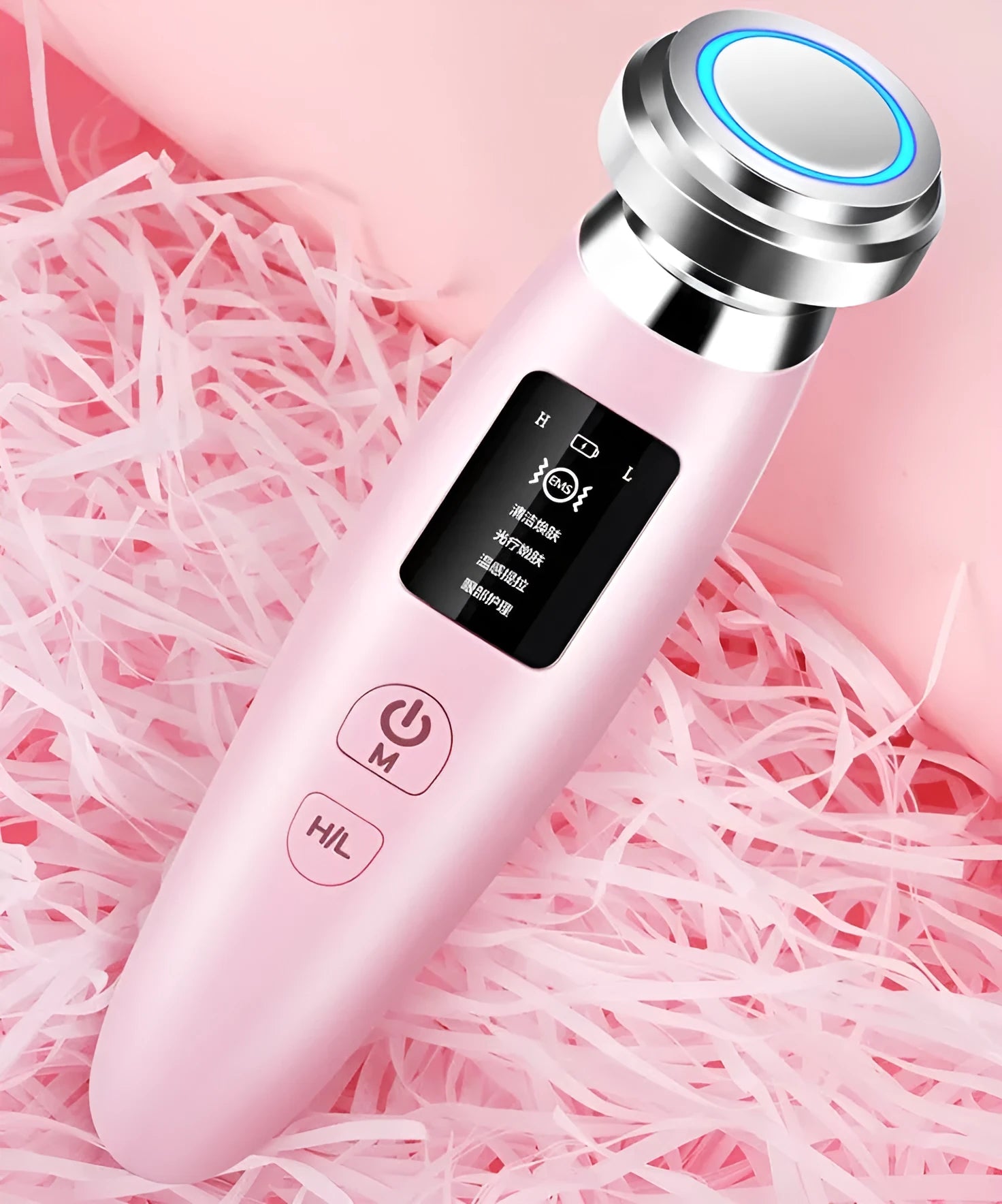Pink skin rejuvenation instrument for facial cleansing and treatment