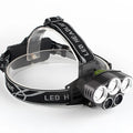 Head-mounted LED camping headlamp with long-range beam for outdoor use