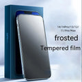 Tempered glass privacy screen protector for iPhone with frosted peep-proof finish and application sticker box.