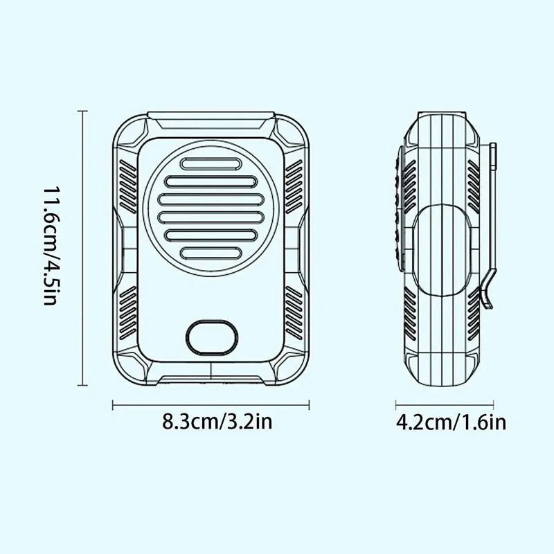 Green leafless waist hanging fan with clip for outdoor sports