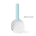 Blue plastic cat litter shovel for cleaning litter boxes measuring 26.6cm long