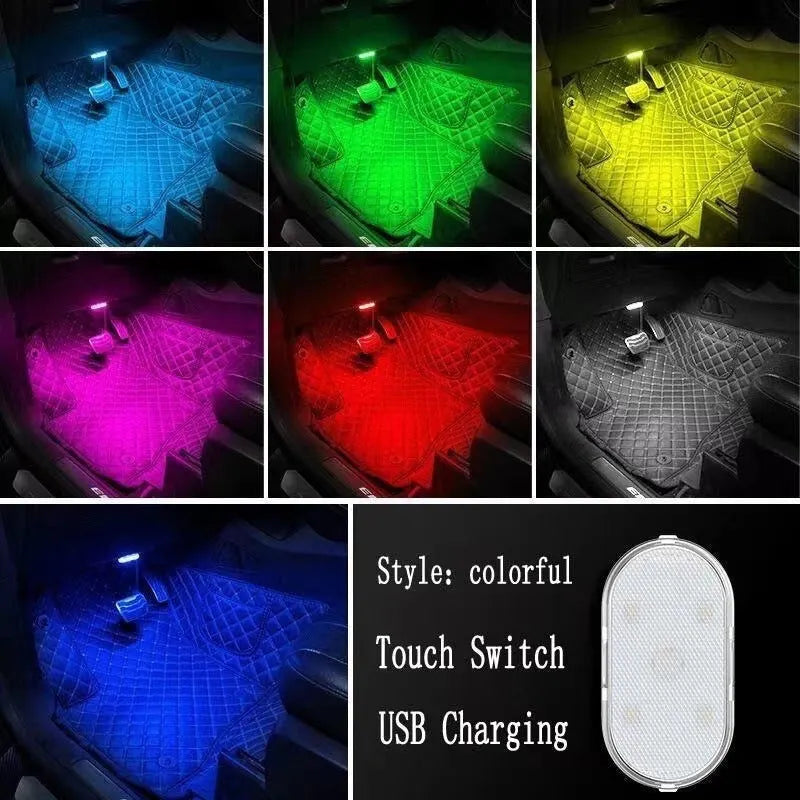 Universal car interior LED touch night lamp on ABS aluminium base in blue light colour option