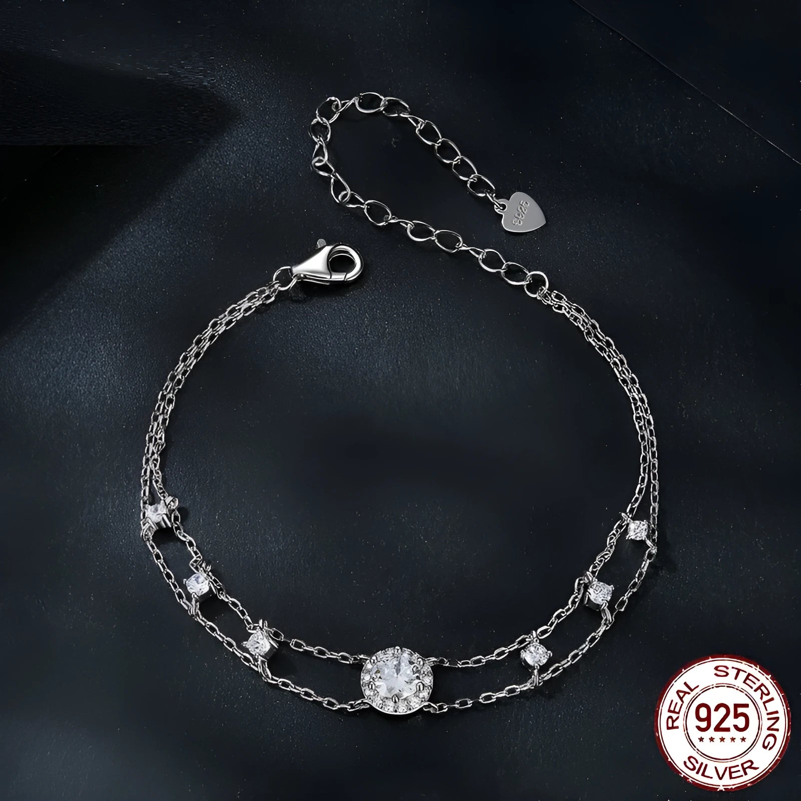 S925 silver diamond bracelet simple classic design geometric round shape electroplated finish